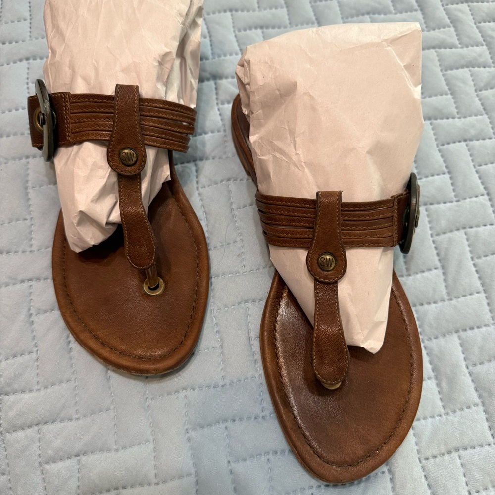 Stuart Weitzman Dark Brown Leather Sandals